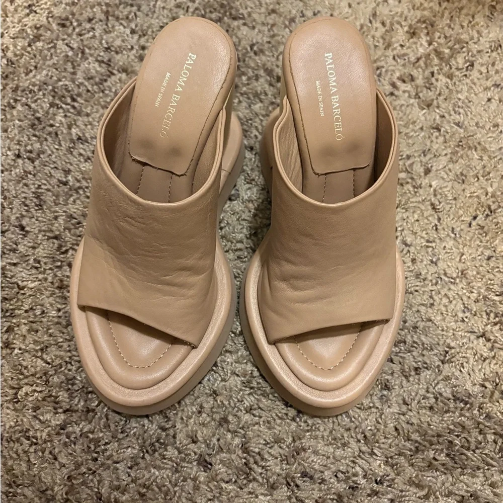 Paloma Barcelo Cream nude Leather Mules size 37 - Picture 7 of 7